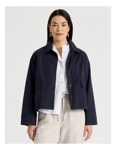 Cotton Long Sleeve Light Weight Jacket in Navy
