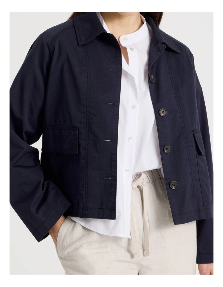 Cotton Long Sleeve Light Weight Jacket in Navy image 2