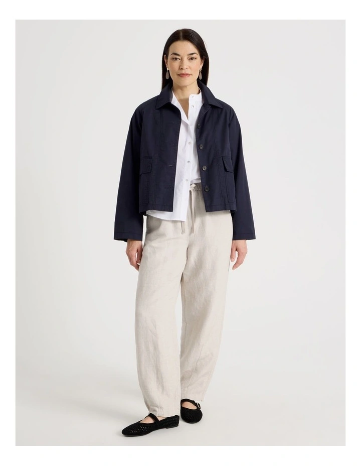 Cotton Long Sleeve Light Weight Jacket in Navy image 4