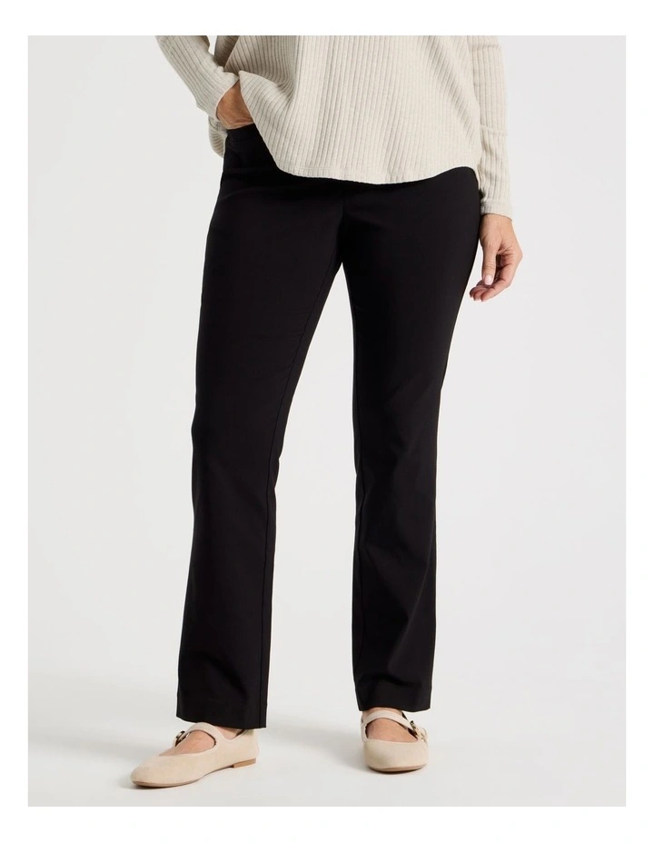 Wardrobe Staple Stretch Full Length Straight Pant In Black image 3