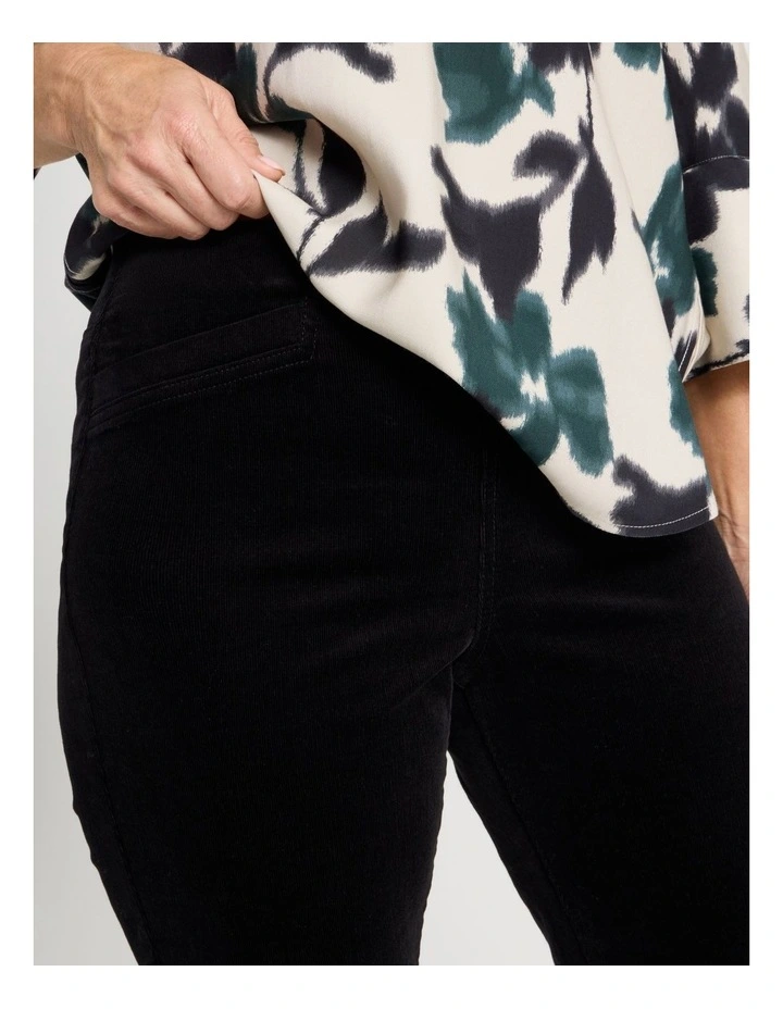 Pull On Full Length Straight Cord Pant In Black image 3