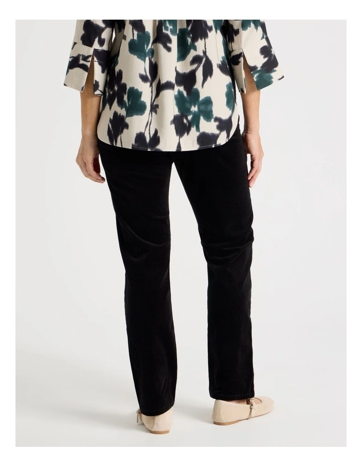 Pull On Full Length Straight Cord Pant In Black image 4