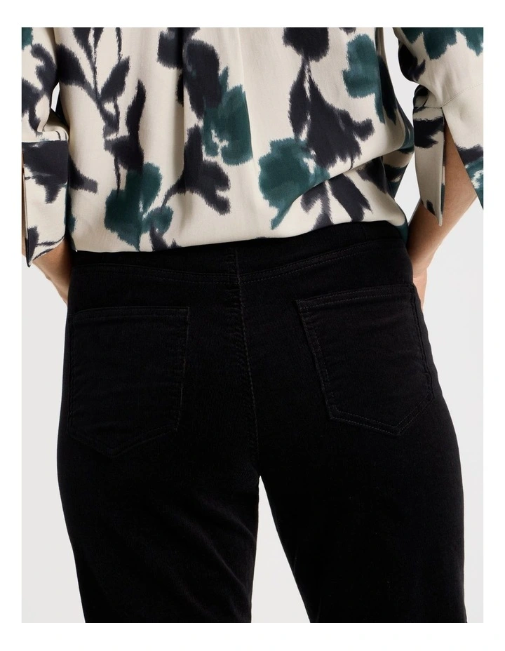 Pull On Full Length Straight Cord Pant In Black image 5