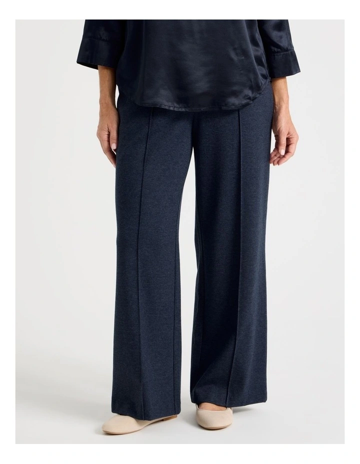 Wide Leg Smart Knit Pant In Navy Check image 2