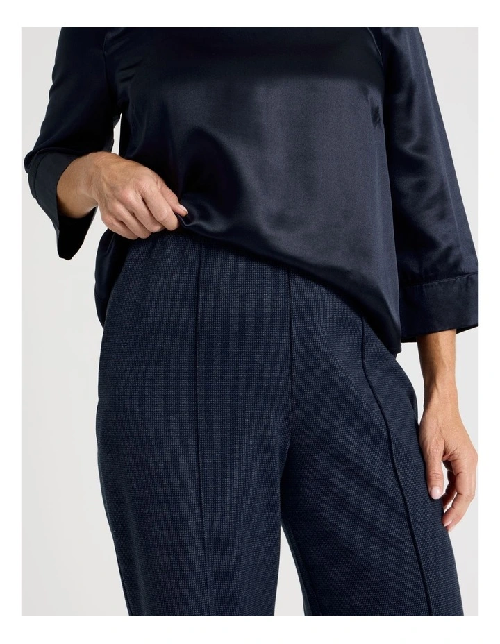 Wide Leg Smart Knit Pant In Navy Check image 4