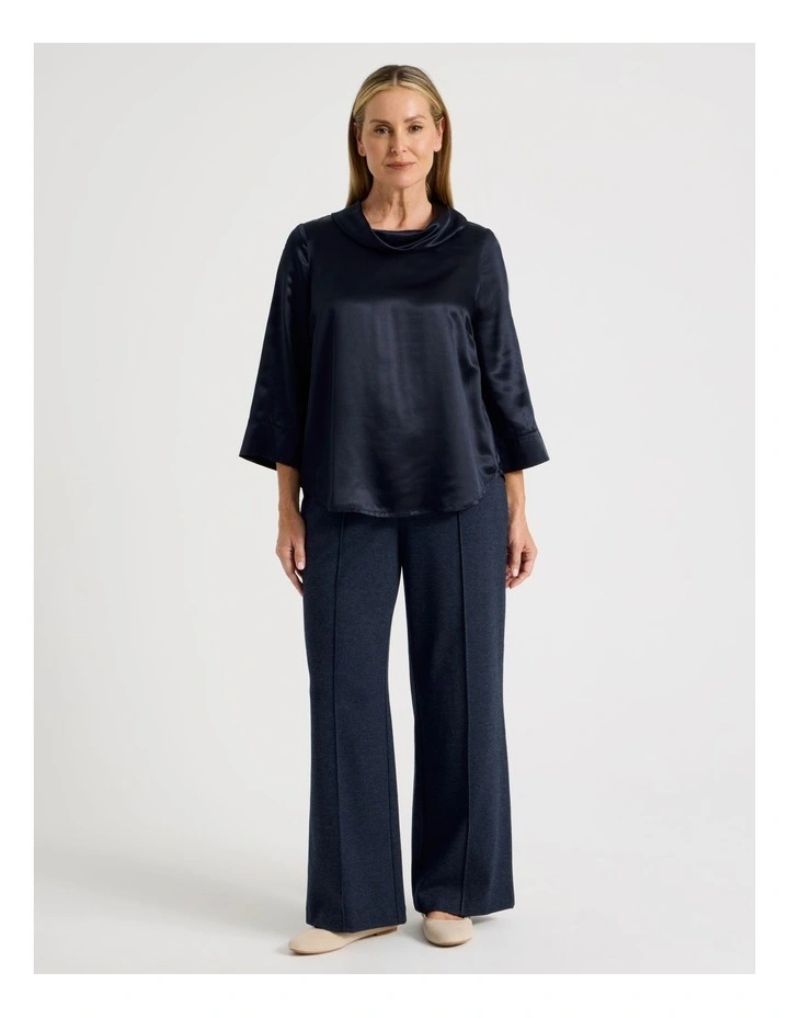 Wide Leg Smart Knit Pant In Navy Check image 6
