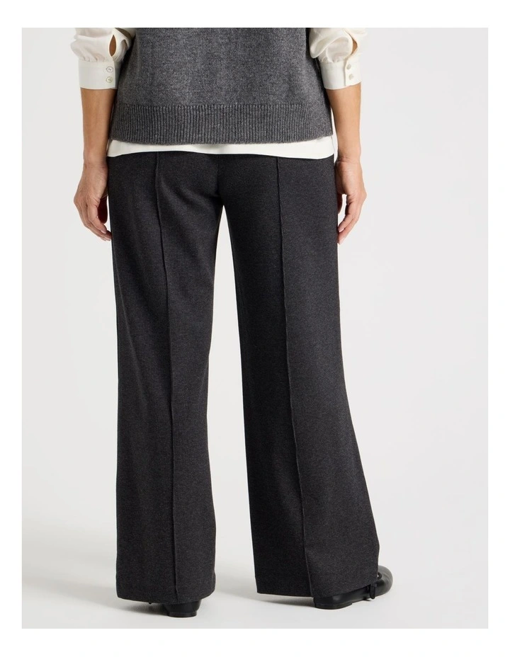 Wide Leg Smart Knit Pant In Charcoal Check image 3