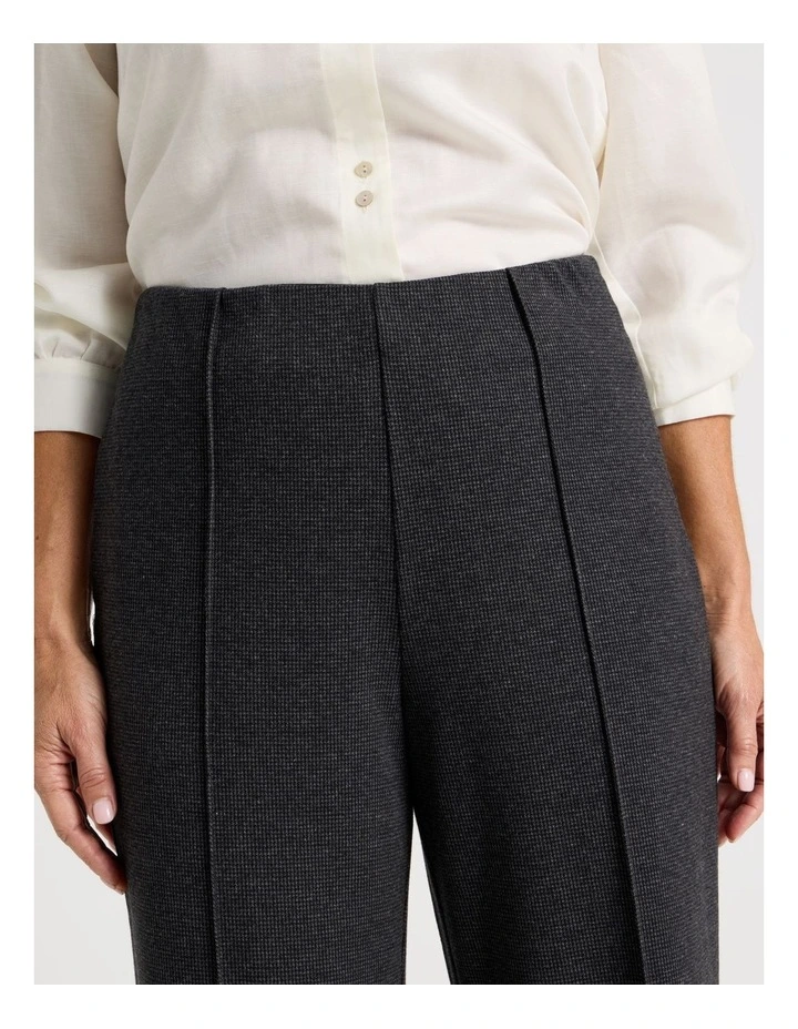 Wide Leg Smart Knit Pant In Charcoal Check image 4