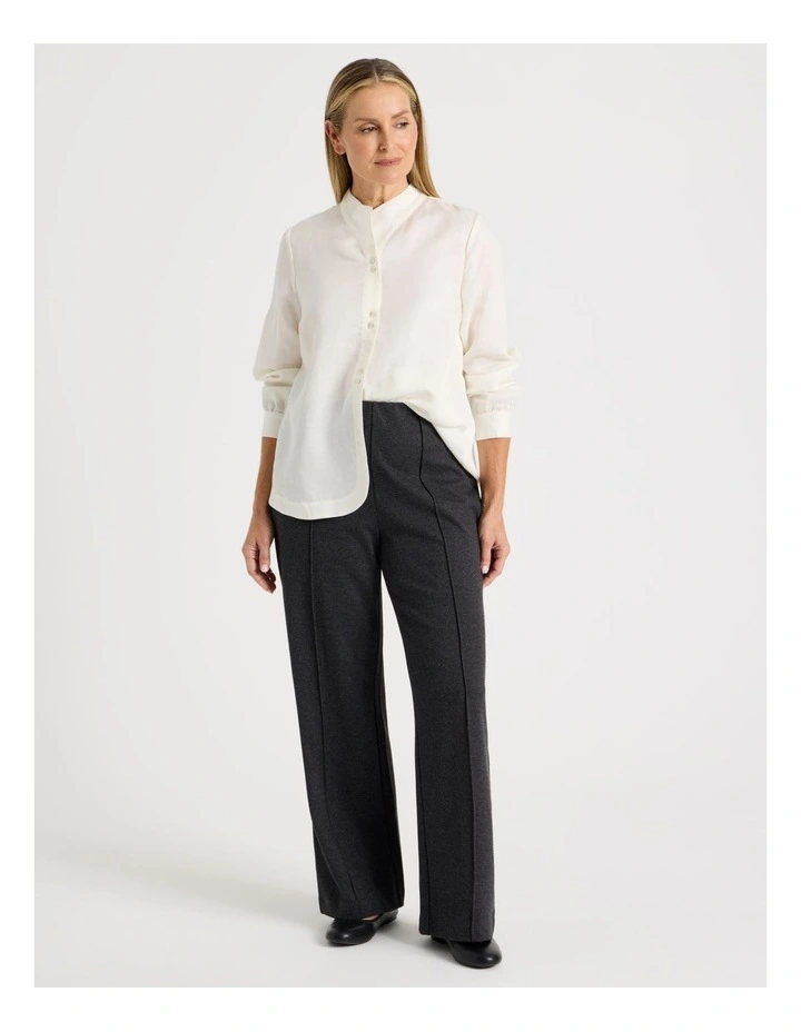 Wide Leg Smart Knit Pant In Charcoal Check image 6