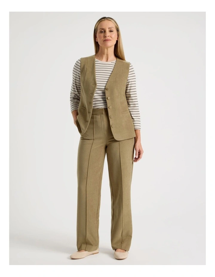 Straight Leg Smart Pant in Camel image 3