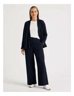 Pull On Wide Leg Knit Travel Pant in Navy
