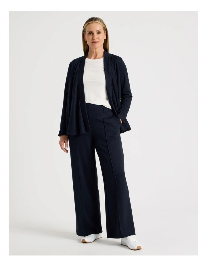 Pull On Wide Leg Knit Travel Pant in Navy image 1