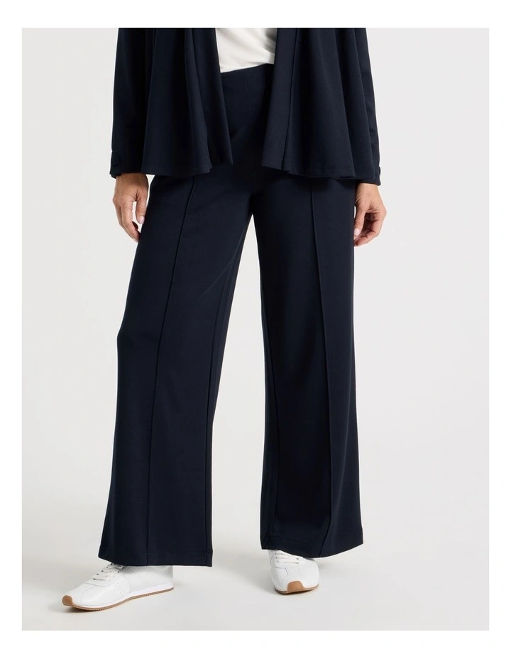 Pull On Wide Leg Knit Travel Pant in Navy image 2