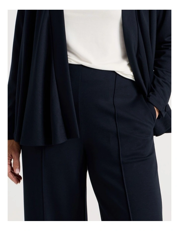 Pull On Wide Leg Knit Travel Pant in Navy image 3