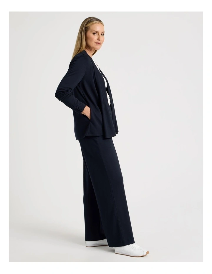 Pull On Wide Leg Knit Travel Pant in Navy image 4
