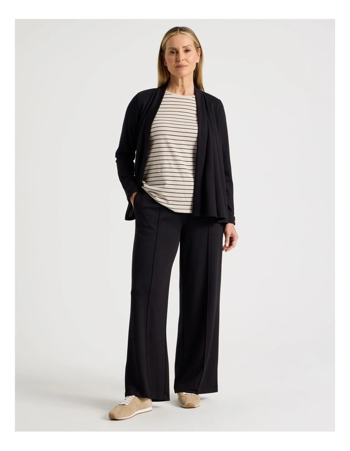 Pull On Wide Leg Knit Travel Pant in Black image 2