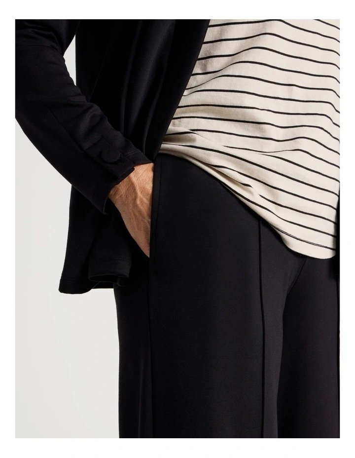 Pull On Wide Leg Knit Travel Pant in Black image 3