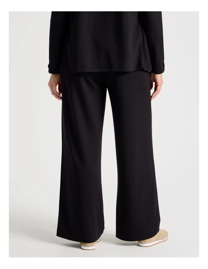 Pull On Wide Leg Knit Travel Pant in Black image 4