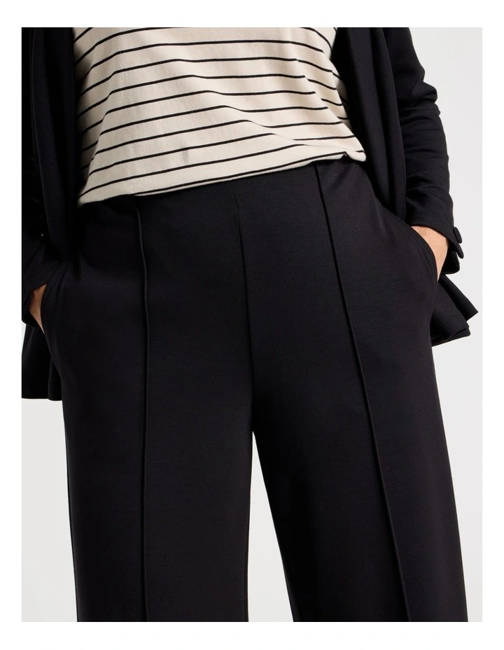 Pull On Wide Leg Knit Travel Pant in Black image 5