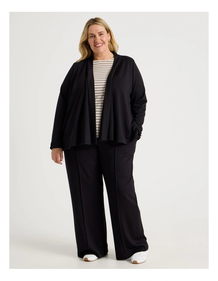 Pull On Wide Leg Knit Travel Pant in Black image 6