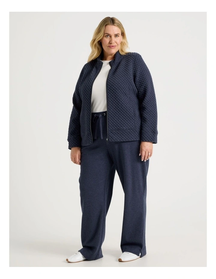 Drawcord Waist Full Length Straight Leg Trackpant in Navy Marle image 6
