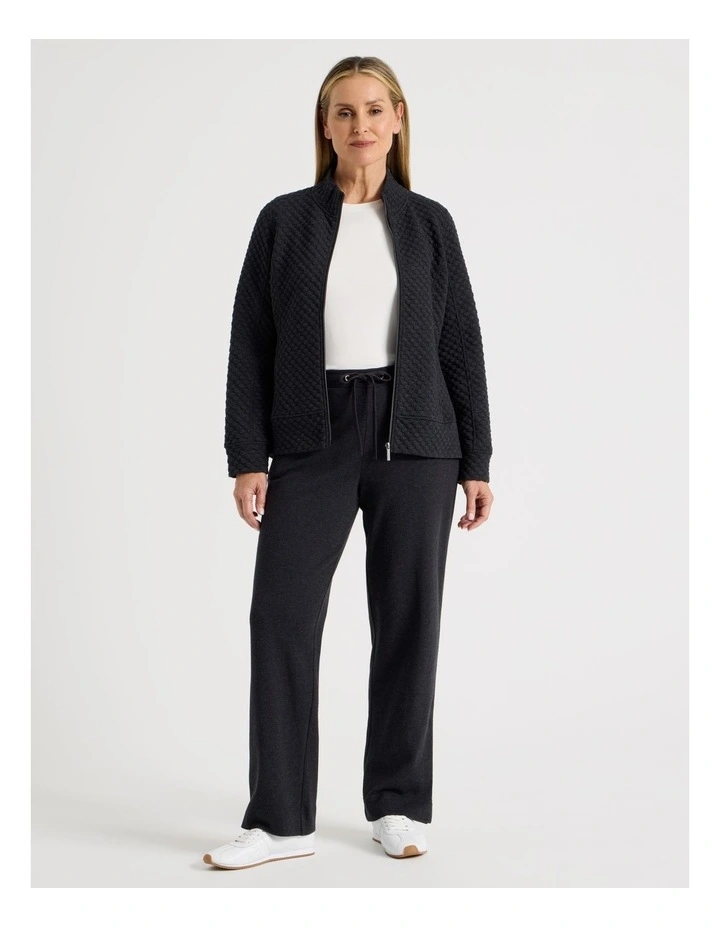 Drawcord Waist Full Length Straight Leg Trackpant In Charcoal Marle image 1