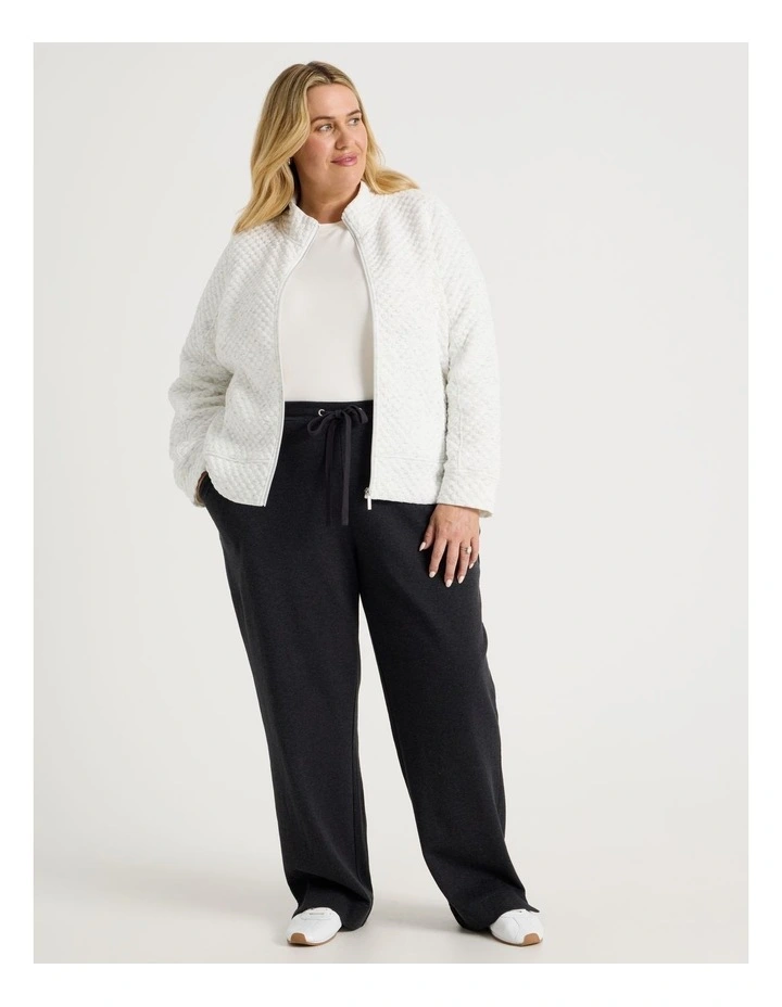 Drawcord Waist Full Length Straight Leg Trackpant In Charcoal Marle image 2