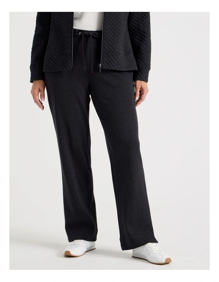 Drawcord Waist Full Length Straight Leg Trackpant In Charcoal Marle image 2