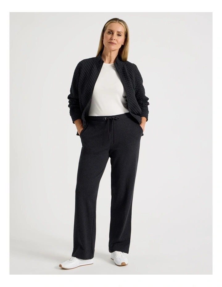 Drawcord Waist Full Length Straight Leg Trackpant In Charcoal Marle image 7