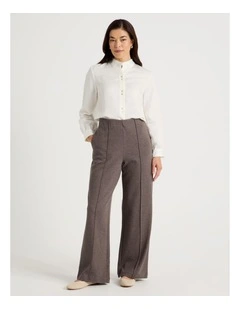 Wide Leg Smart Knit Pant in Browns