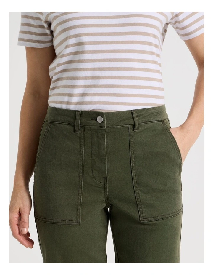 Utility Stretch Pant With Patch Pockets in Olive image 3