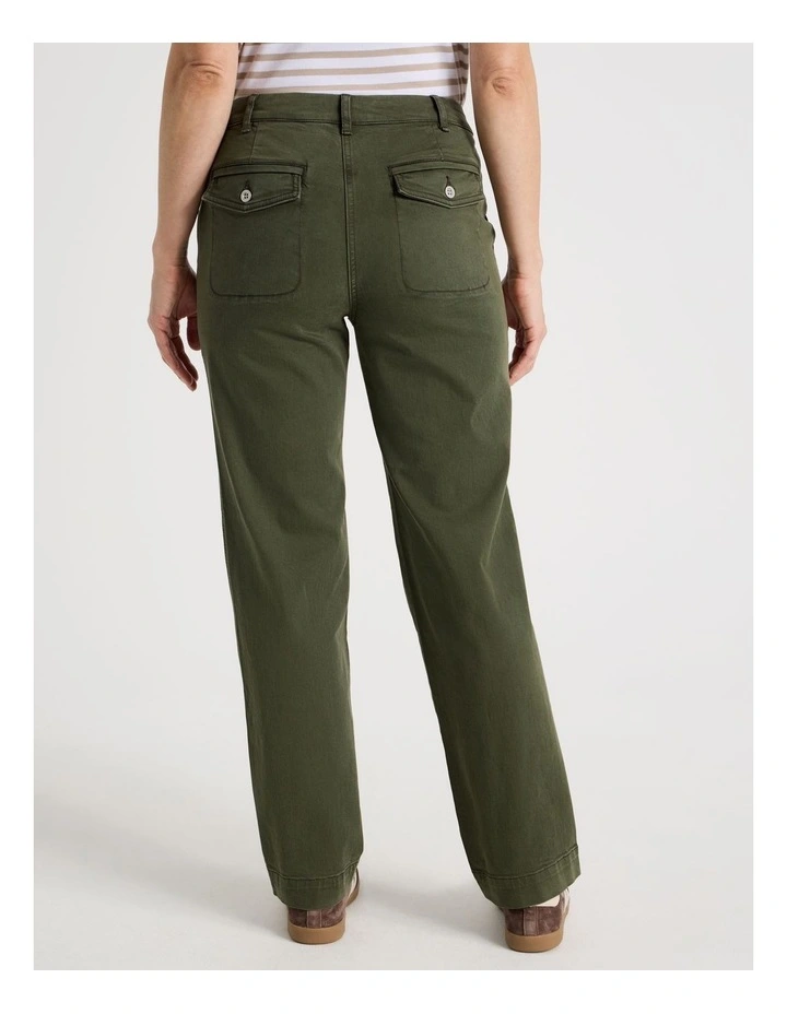 Utility Stretch Pant With Patch Pockets in Olive image 4