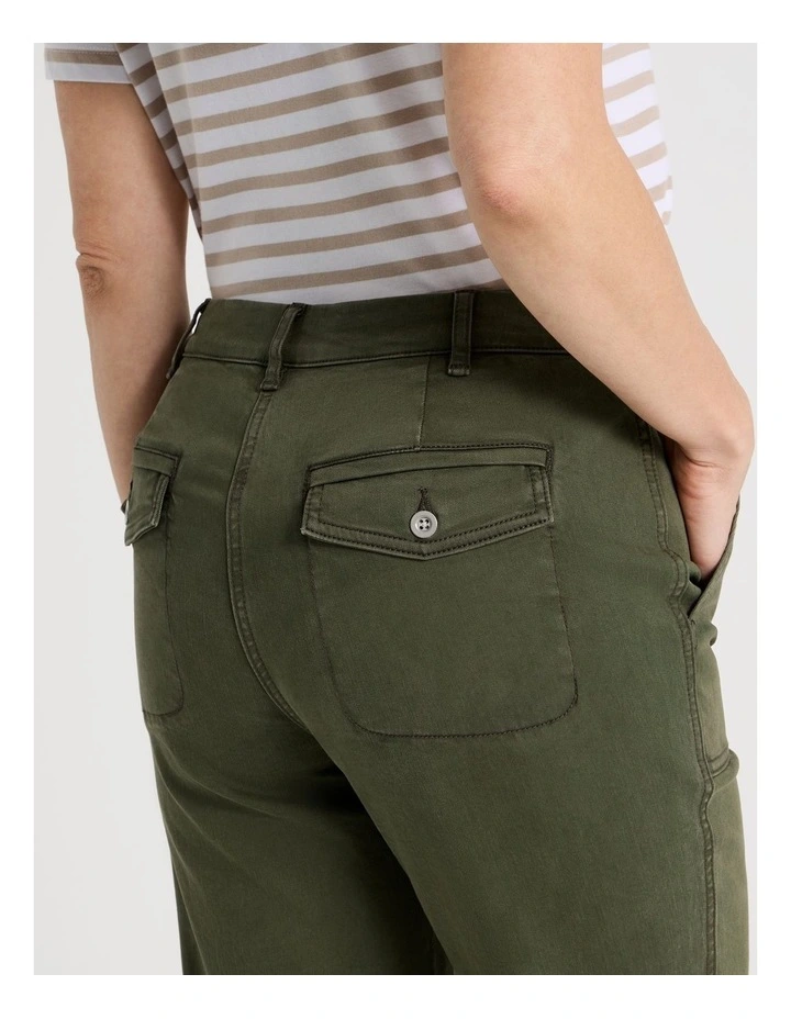 Utility Stretch Pant With Patch Pockets in Olive image 5