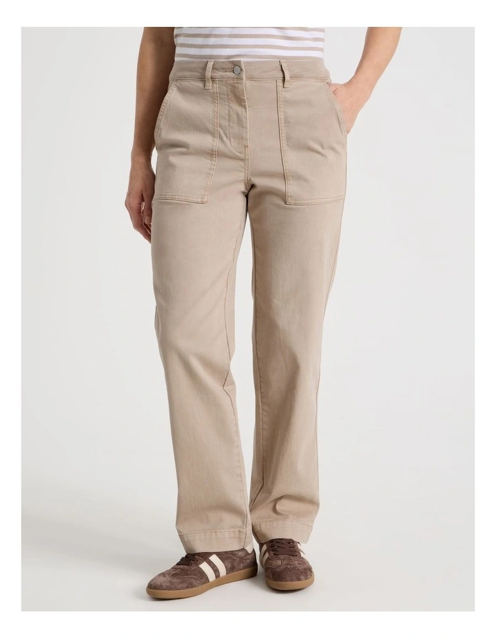 Utility Stretch Pant With Patch Pockets in Neutral image 2