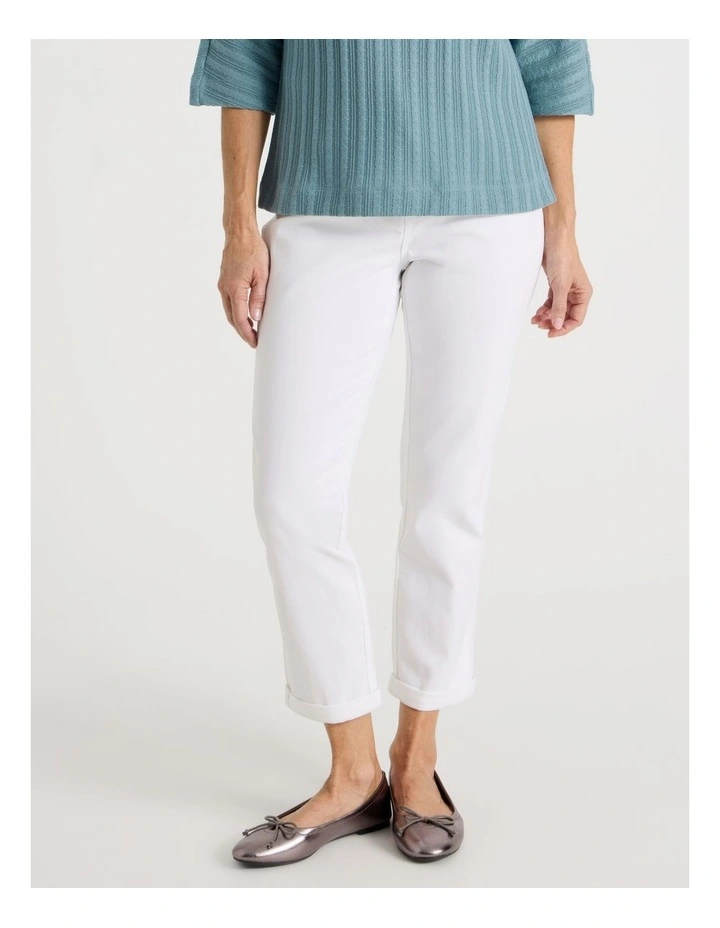 Wardrobe Staple Stretch Crop Pant in White image 2