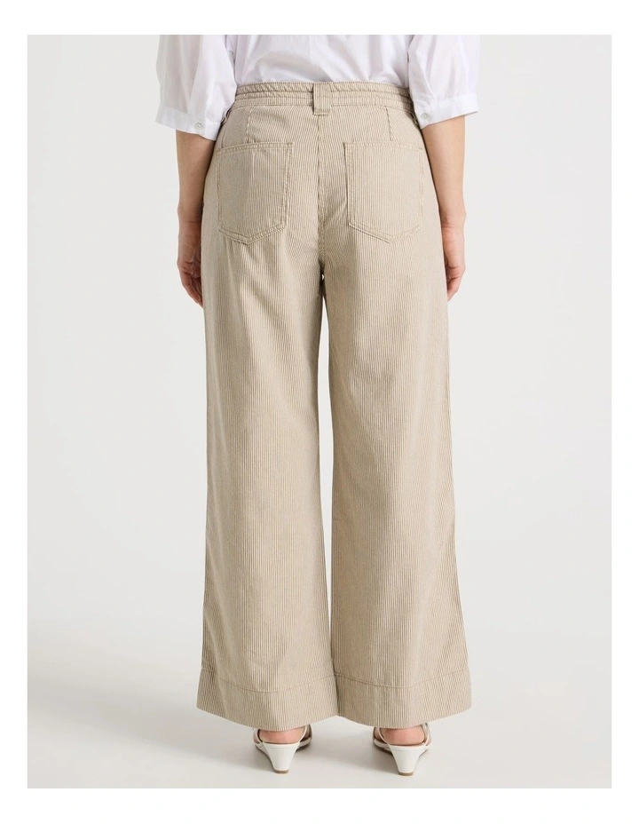 Elastic Waist Ticking Stripe Straight Leg Pant in Neutral/White image 6