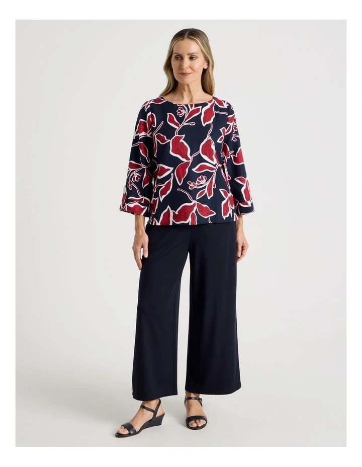 Elastic Waist Crop Travel Knit Pant in Navy image 3