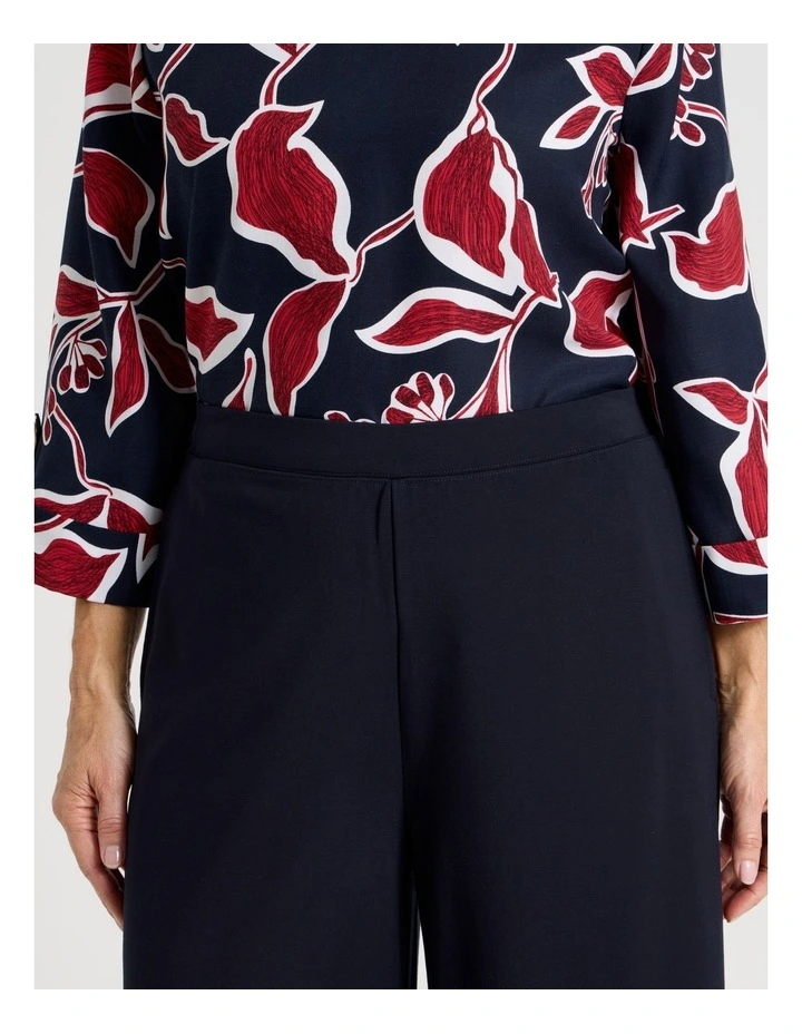 Elastic Waist Crop Travel Knit Pant in Navy image 5
