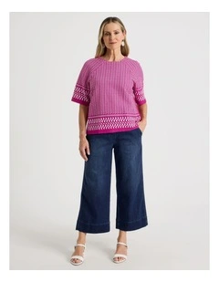 Pull On Crop Denim Jean in Dark Wash