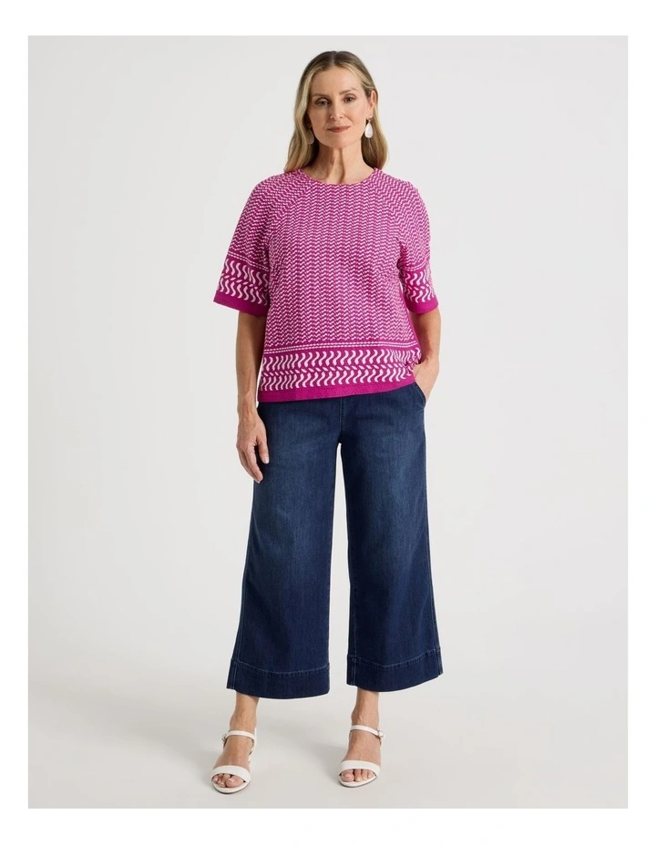 Pull On Crop Denim Jean in Dark Wash image 1