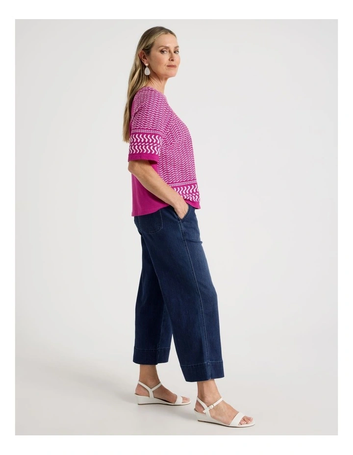 Pull On Crop Denim Jean in Dark Wash image 3