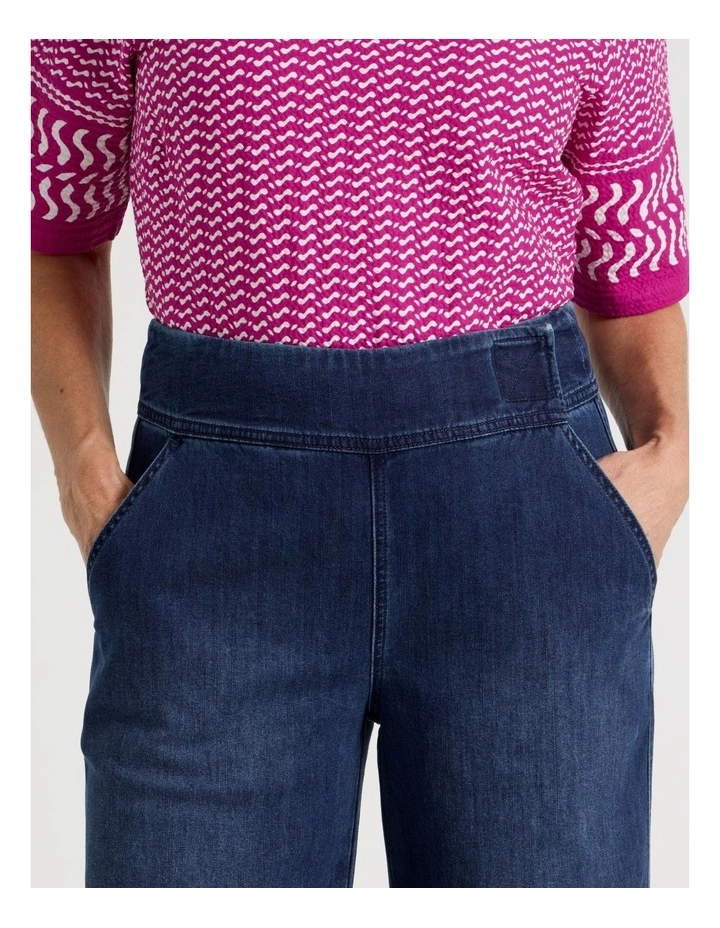 Pull On Crop Denim Jean in Dark Wash image 4