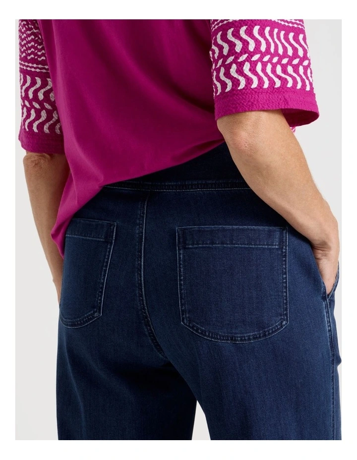 Pull On Crop Denim Jean in Dark Wash image 7