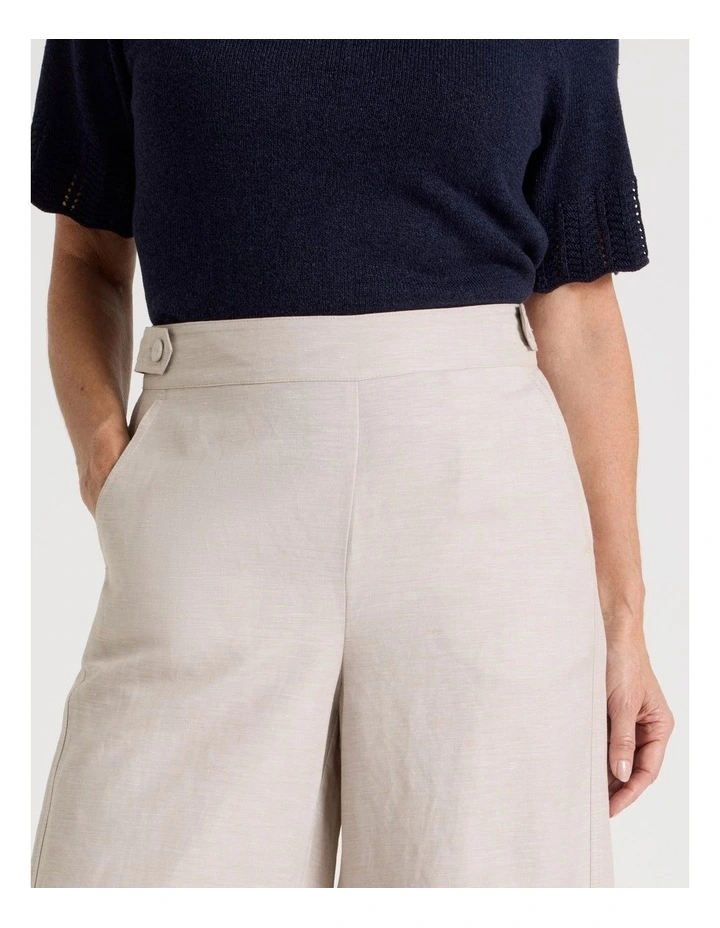Wide Leg Crop Linen Blend Pant in Oatmeal image 4