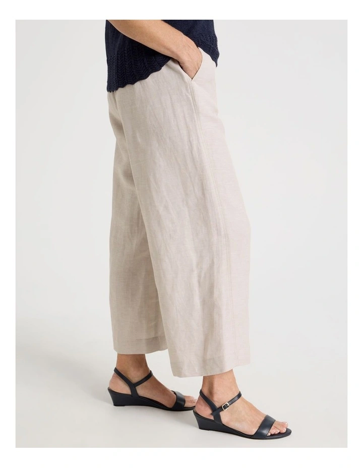 Wide Leg Crop Linen Blend Pant in Oatmeal image 5