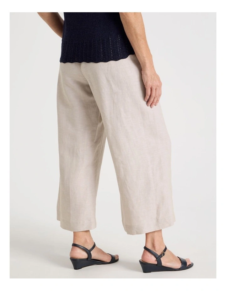 Wide Leg Crop Linen Blend Pant in Oatmeal image 6