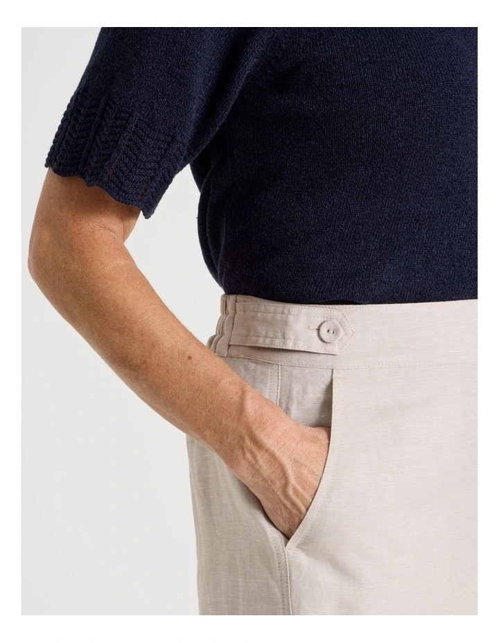 Wide Leg Crop Linen Blend Pant in Oatmeal image 7
