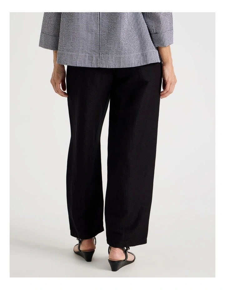 Elastic Waist Linen Blend Pant in Black image 5