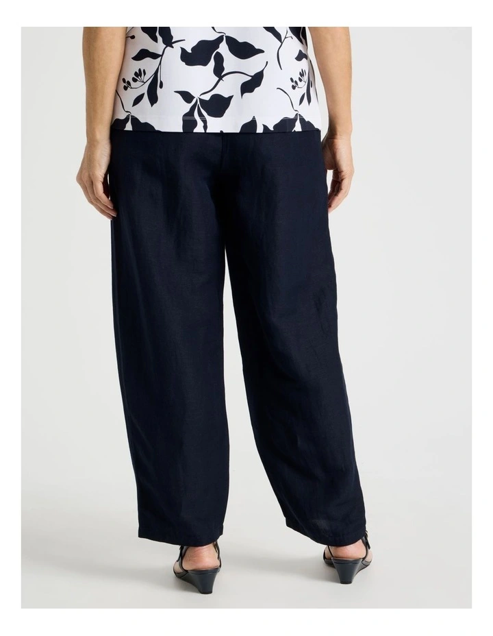 Elastic Waist Linen Blend Pant in Navy image 5