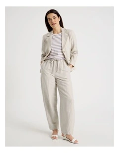 Elastic Waist Linen Blend Pant in Oatmeal